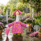 JcHrmers Summer Goose Outfit Porch Goose Raincoat Outfits 23" Yard Geese Rain Jacket with Hat Umbrella Duck for Geese Statue Outdoor Lawn Garden Patio Decor (Pink)