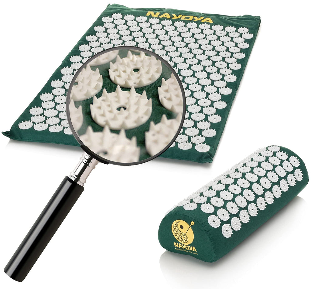 NAYOYA Bellababy Back and Neck Pain Relief - Acupressure Mat and Pillow Set - Relieves Stress, Back, Neck, and Sciatic Pain - Comes in a Carry Case for Storage and Travel - As Seen in USA Today, White