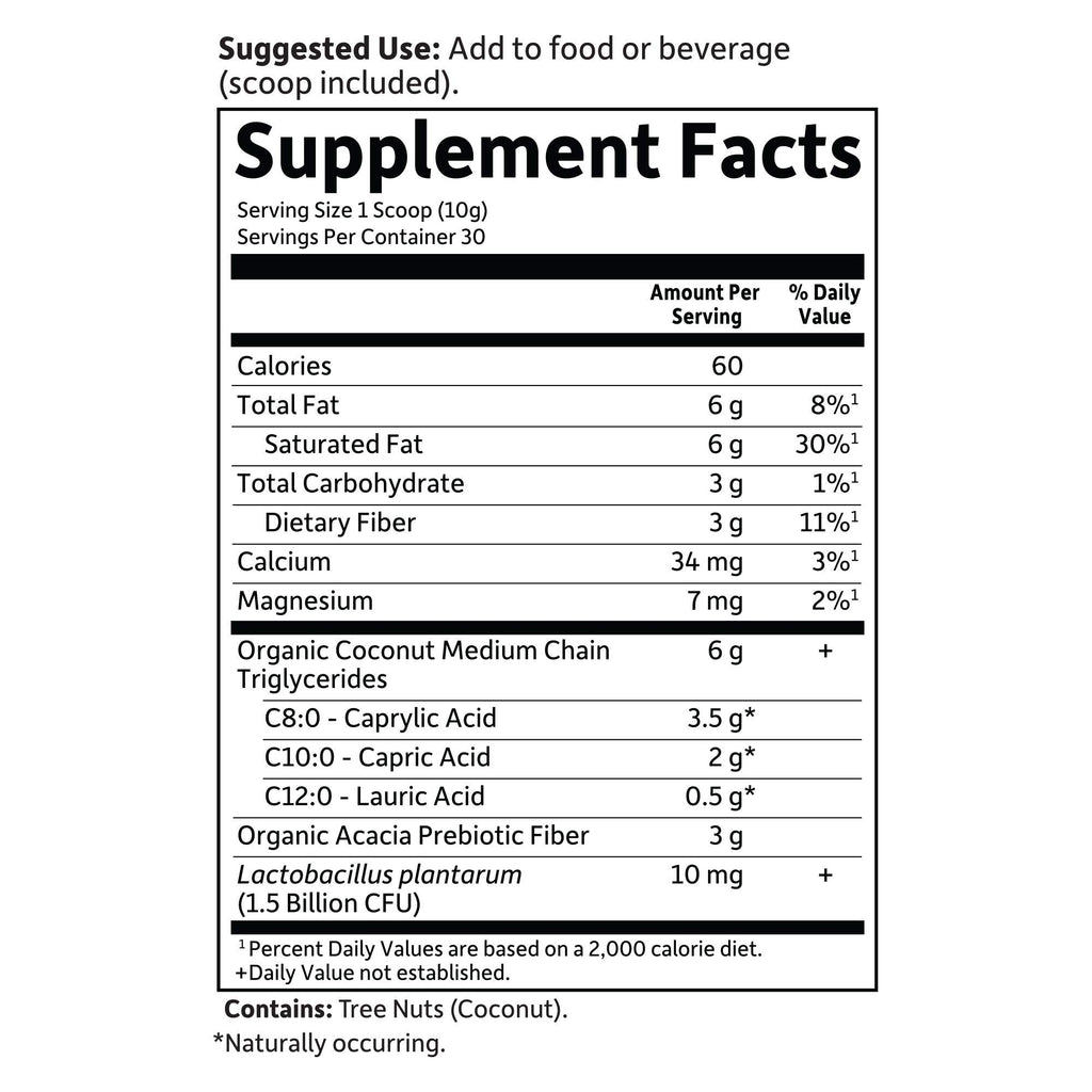 Garden of Life Dr. Formulated Keto Organic MCT Powder - 30 Servings, 6g MCTs from Coconuts plus Prebiotic Fiber & Probiotics, Certified Organic, Non-GMO, Vegan, Gluten Free