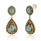 Wrangler TearDrop Dangle Turquoise Earrings, Turquoise Jewelry for Women-A