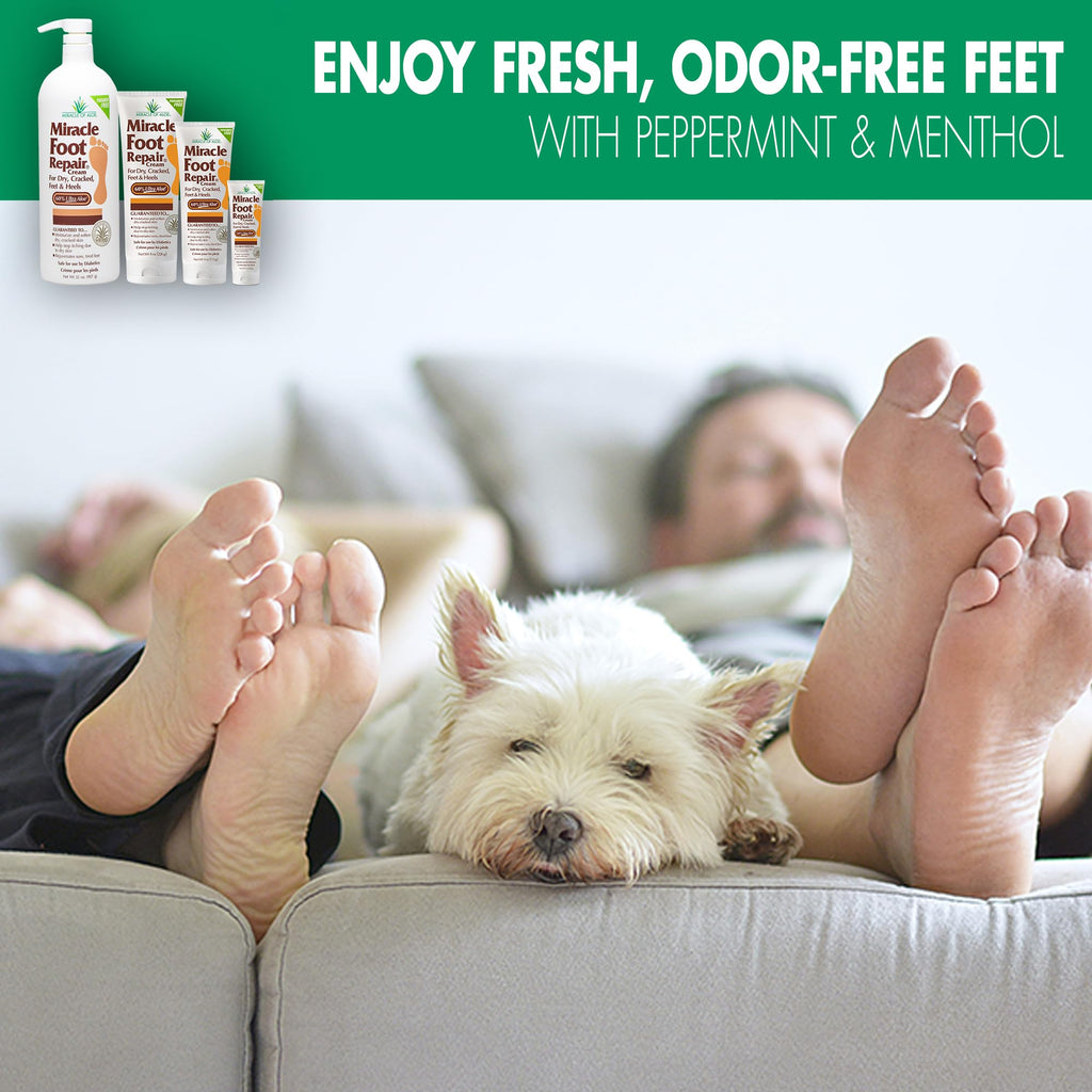 Miracle Foot Repair Cream, 4 oz Repairs Dry Cracked Heels and Feet, Diabetic-Safe, 60% Pure Ultra Aloe Moisturizes, Softens, and Repairs, Relief from Discomfort of Ingrown Toenails (2-Pack)