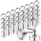 MAGXCENE 32 Pack Magnetic Hooks Heavy Duty, 25 lbs Strong Magnet Hooks for Cruise Refrigerator, Neodymium Magnets with Hooks for Grill Hanging Kitchen Tool Storage