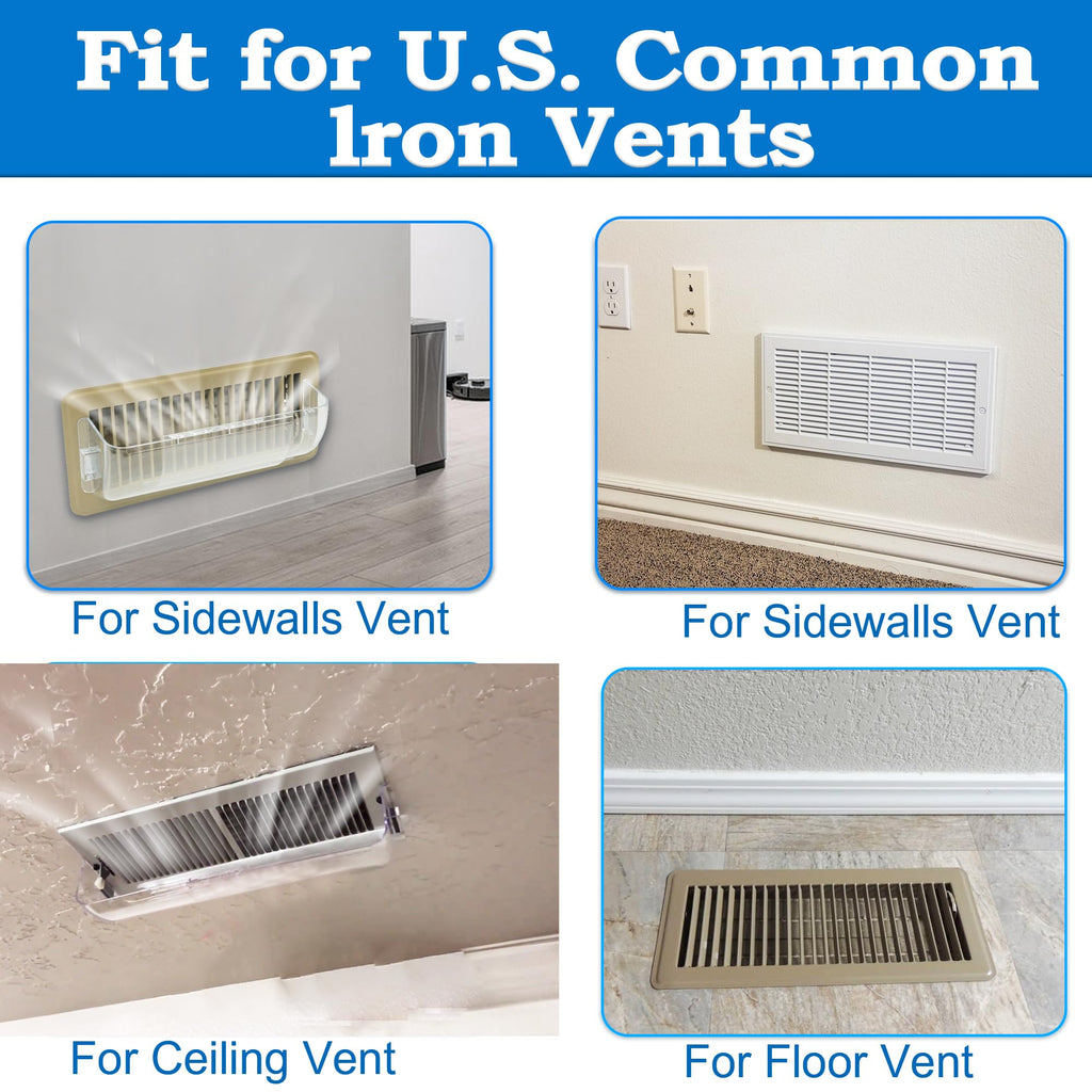 Binazon Heating & Air Vent Deflector for Vents, Sidewall, Ceiling, Floor Registers - Adjust Between 9"-14", Magnetic Vent Covers for Air Conditioning, Heat, AC, Floor, Under Furniture (4 Pack Clear)