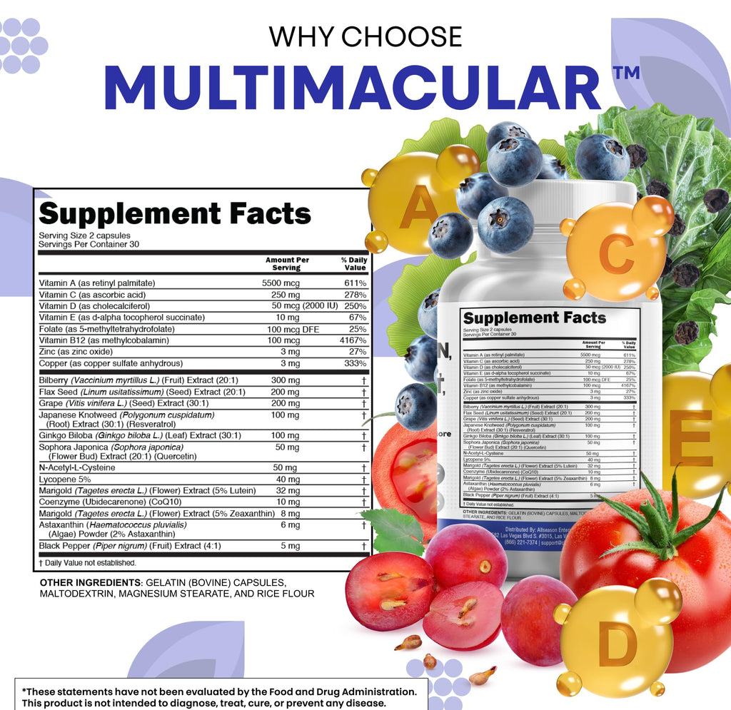 Clean Nutra Eye Vitamins with Bilberry Lutein and Zeaxanthin Supplements Lycopene 40mg Resveratrol Grape Seed Astaxanthin for Eyes - Eye Care Health Support (60 Count (Pack of 2))