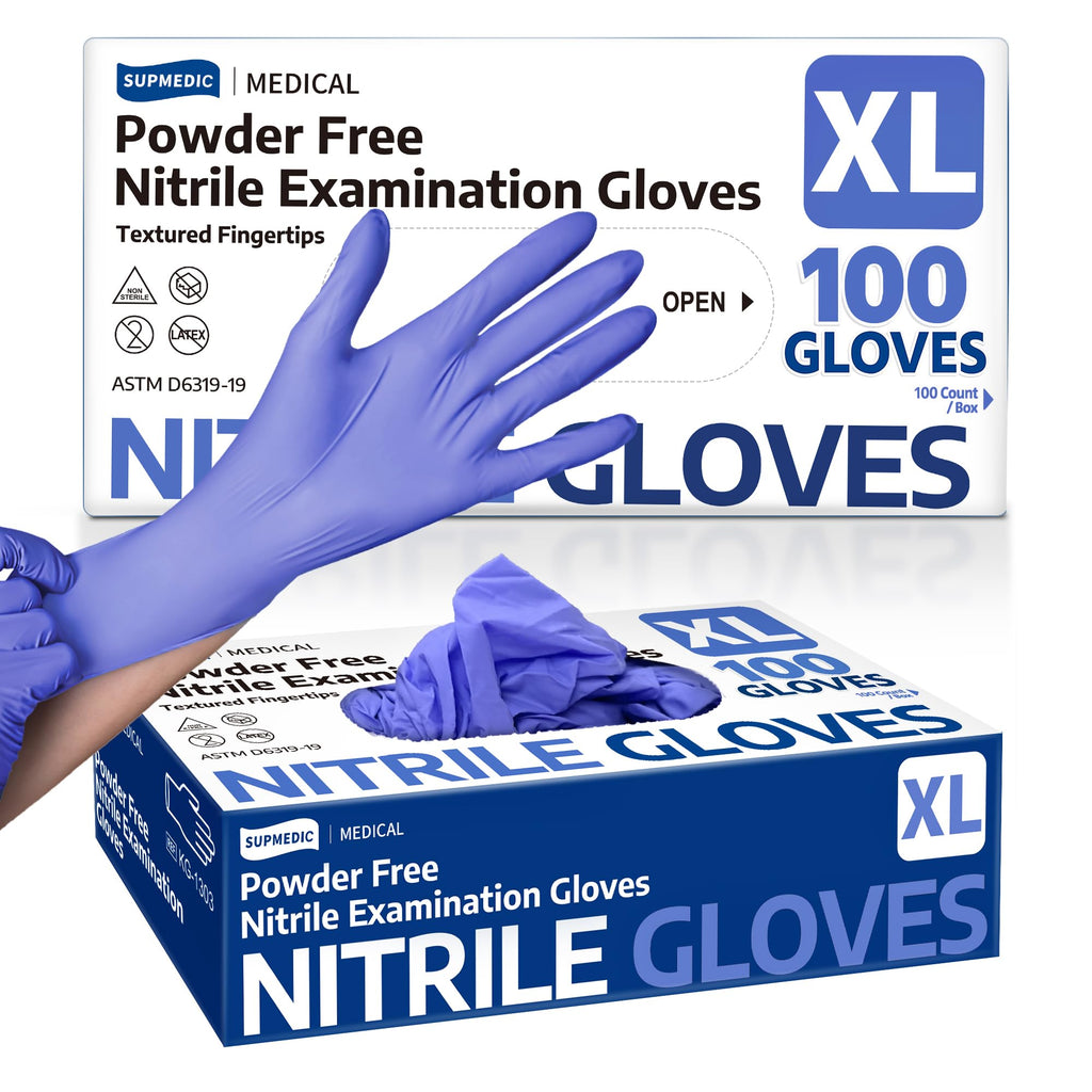 Supmedic Soft Max™ Nitrile Exam Gloves Powder-Free Disposable 100 Iris XL