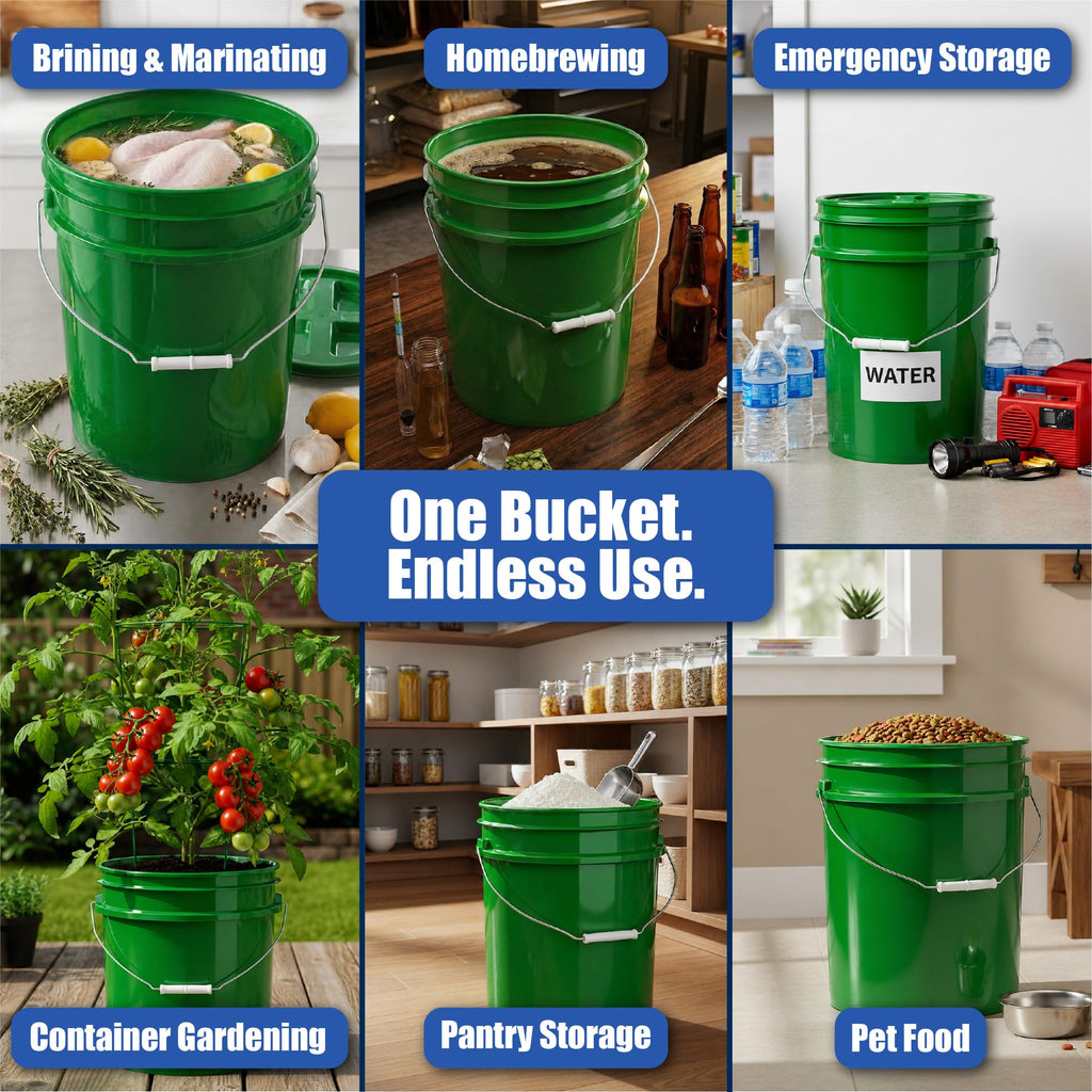 ePackageSupply 5 Gallon Bucket - Food Grade Bucket Lid Not Included, Green