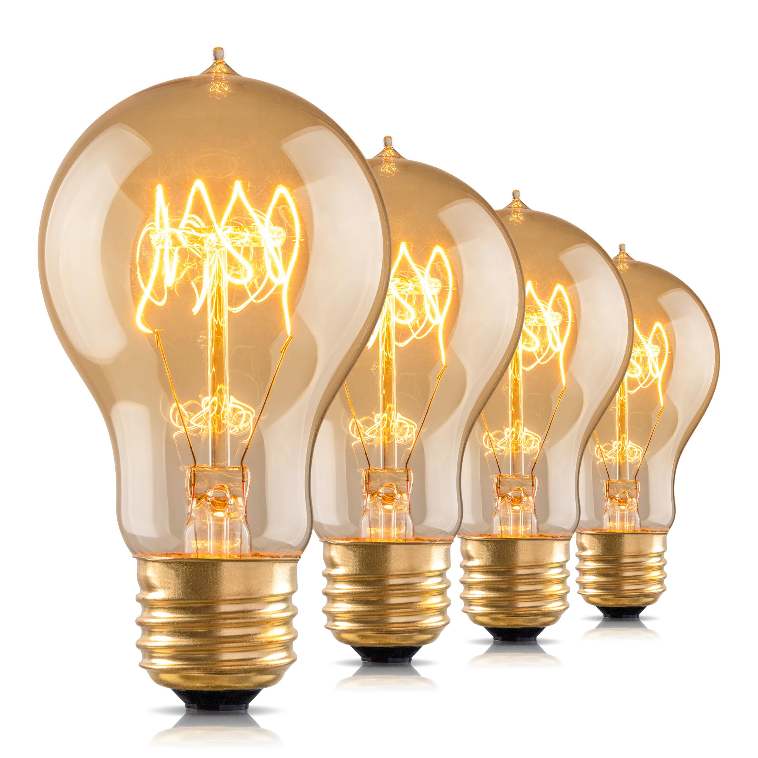 runquiz Round Edison Light Bulbs,G25 2200k LED Globe Light Bulbs,Warm Yellow Amber Light Bulbs,Pastel Low Watt Spiral Filament Edison Bulb 4W=40Watt,Vintage Old Fashioned Retro Filament Light Bulb