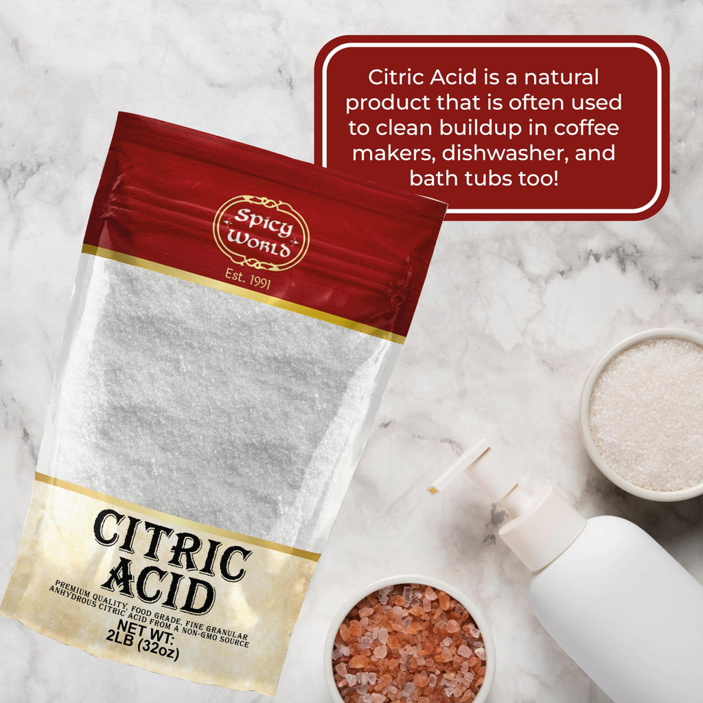 Citric Acid 2 LB Bag - 100% Pure, Food Grade & Non-GMO - Citric Acid Powder For Cleaning, Bath Bombs, Preserving - Fine Granular by Spicy World
