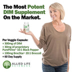 Allied Life Sciences DIM Supplement, 300 mg Diindolylmethane Plus Broccoli Seeds Extract Pills, Vegan Non-GMO, 60 Capsules | Made in The USA