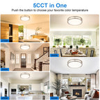 DLLT Flush Mount LED Ceiling Light: 13 Inch 5CCT (3000K-6000K) & Dimmable Ceiling Light Fixtures for Bedroom Hallway - 24W Modern Brushed Nickel Super Bright Kitchen Lighting Fixtures Ceiling
