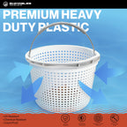 Swimables Pool Skimmer Basket Compatible with Waterway Skimmer Basket 542-3240 for Renegade Skimmers Pool Basket | Built-in Brass Weight | 316 Stainless Steel Handle & Convenient Rubber Grip