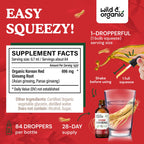 Wild & Organic Korean Red Ginseng Extract Drops - Panax Ginseng Supplement for Immune Support - Liquid Root Tincture for Overall Well-Being - Vegan, Sugar & Alcohol-Free - 2 fl oz