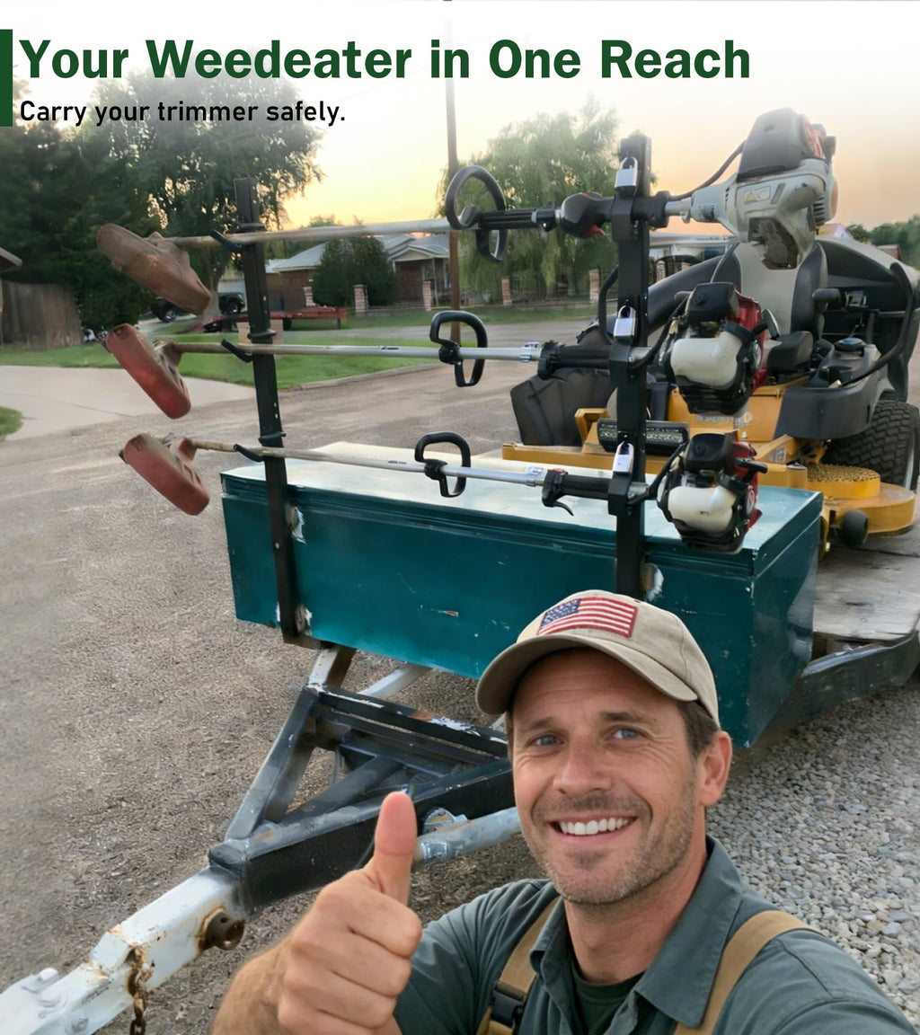 ELITEWILL Weed Eater Rack for Trailer, 3 Place Open Trailer Trimmer Rack Weedeater Rack Holder for Landscape Truck with 3 Individual Locks Lawn Equipment Organization Storage Accessories