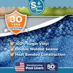 Smartline 24 ft Round Swimming Pool Liner | Boulder Swirl | Overlap Style | 48-52 Inch Wall Height | 30 Gauge Heavy Duty Virgin Vinyl | Designed for Steel Sided Above Ground Pools