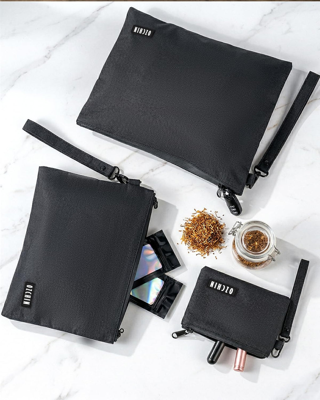 OZCHIN Smell Proof Bag Travel Storage Case Activated Charcoal Pouches Durable Odorless Medicine Organizer