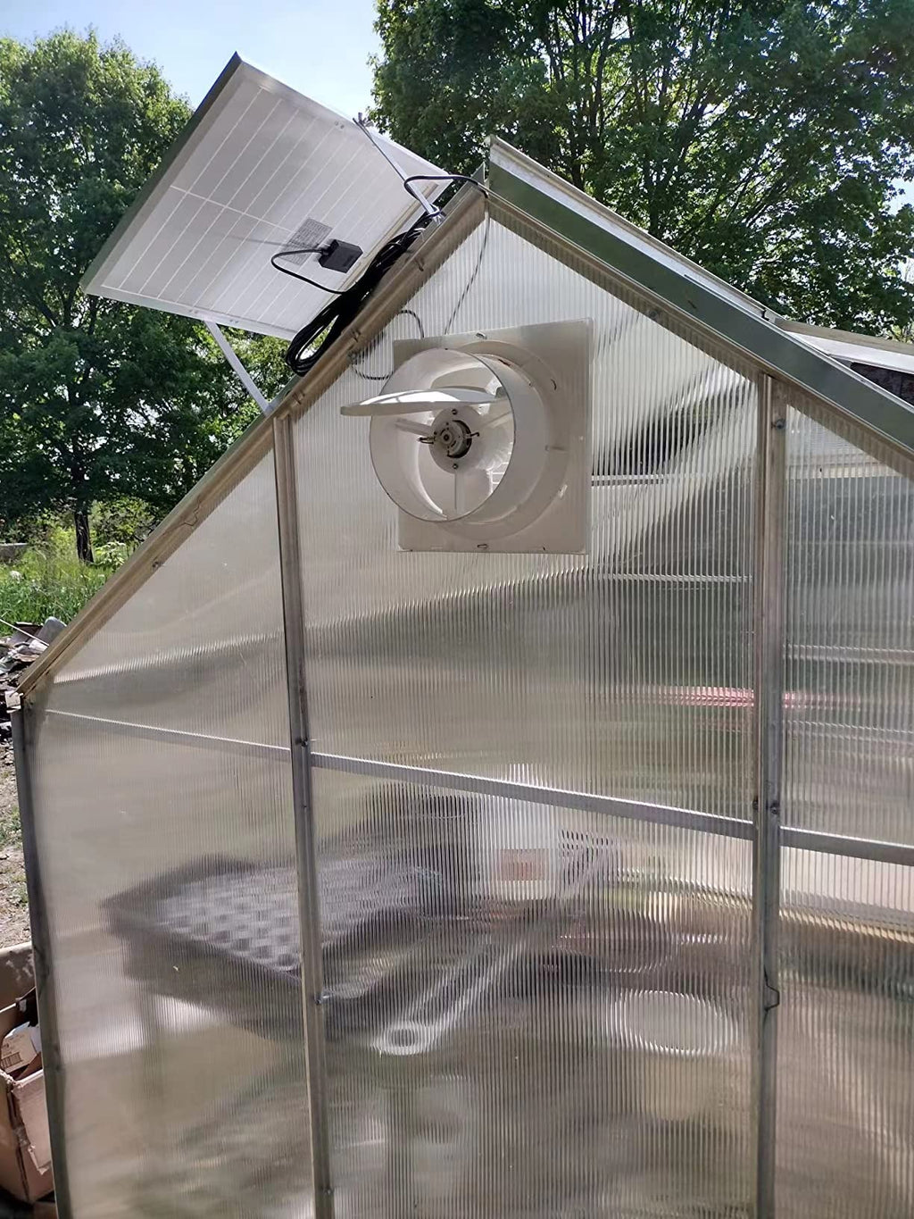 blessny 8" Solar Exhaust fan for Greenhouse, Chicken Coop, Shed & Pet House
