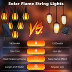 Solar String Lights for Outside, 33Ft Solar Patio Light with 15 Flickering