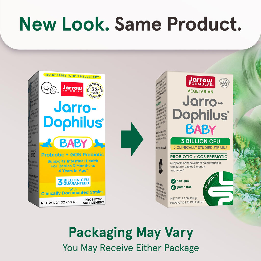 Jarrow Formulas Jarro-Dophilus Baby + GOS - 2.1 oz Powder - Supports Intestinal Health for Babies 3 Months to 4 Years - 60 Servings