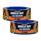 GORILLA All Weather Duct Tape, Black, 1.88 in x 25 yd, 2-Pack