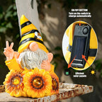 Joint Honglin Garden Funny Gnome Statue with Crystal Sunflower Lights