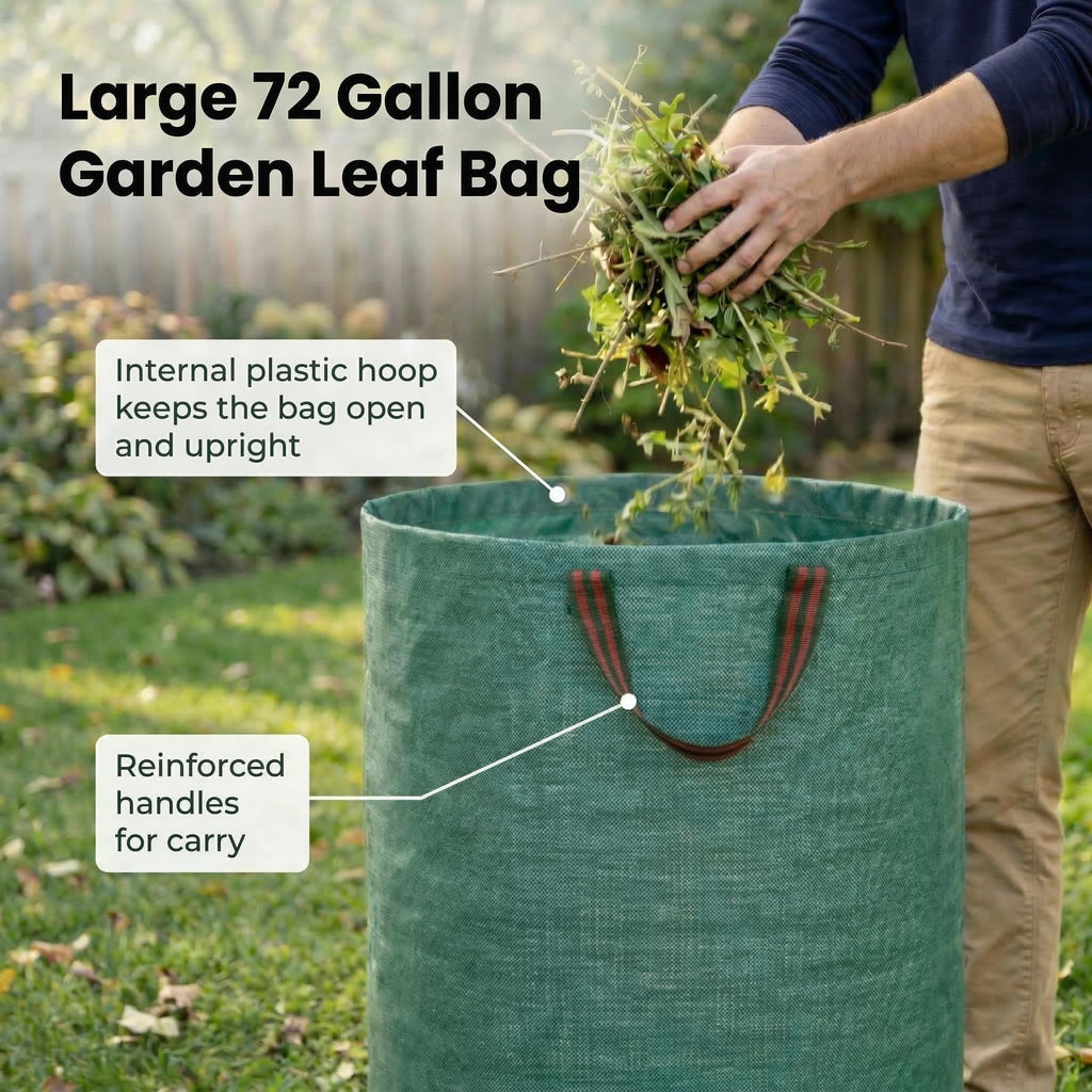 Gardzen 3 Pack 72 Gallon Garden Waste Bags Reusable Heavy Duty