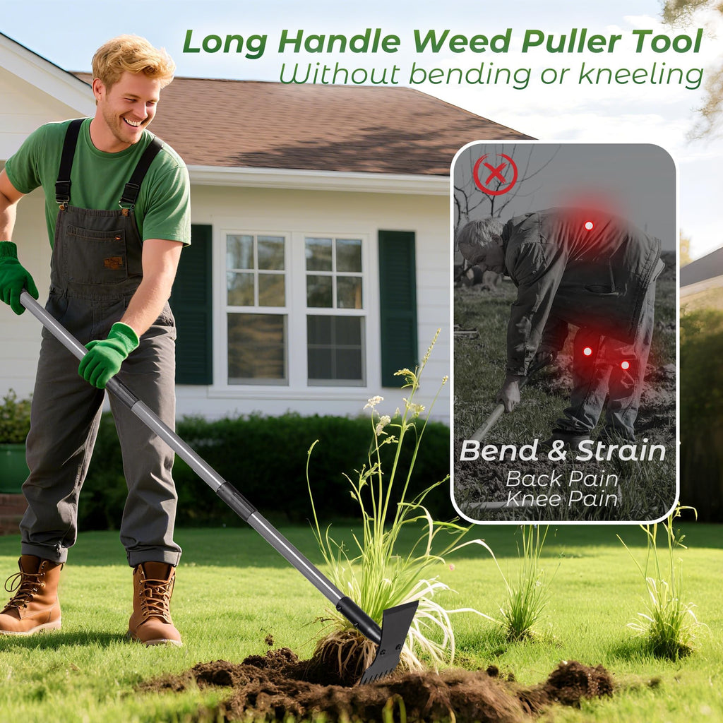 Walensee 2-in-1 Weed Puller Tool and Garden Hoe, Long Handle Weed Rake
