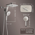 Rain Shower Head with Handheld Showerhead, Nickel 1.8GPM 460311