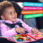 Qizfun Busy Board Montessori Toy for 1 2 3 4 Years Old, Educational Activity Sensory Board Preschool Learning Fine Motor Skills Toys, Toddler Travel Toy for Plane Car, Gift for Boys Girls (Pink/P4)