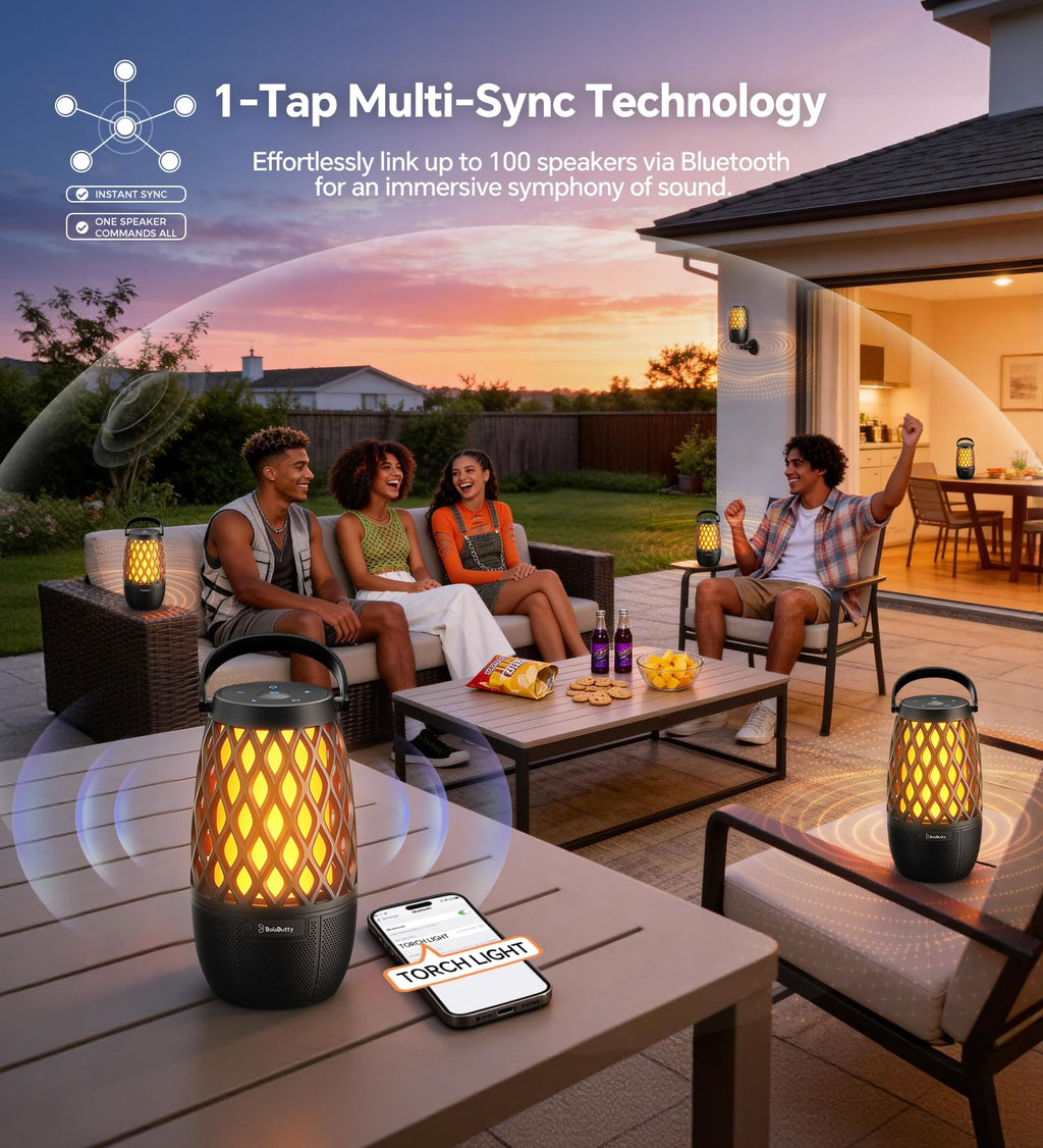 Outdoor Speakers with Lights, Gifts for Men Women, IPX5 Waterproof, 2 Pack
