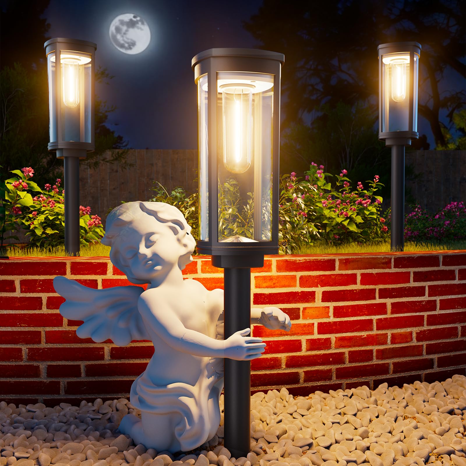 ALFIOT Solar Pathway Lights Outdoor Warm White 8-Pack Waterproof IP65, Auto On/Off Solar Powered Walkway Lighting for Driveway Yard Garden, Upgraded Landscape Lights Outside