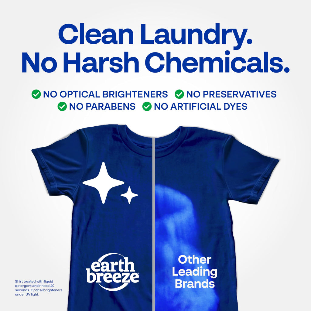 Earth Breeze Laundry Detergent Sheets Fresh Scent - 60 Loads Eco Liquidless Soap - Travel-Friendly for Hot & Cold Cycles, Tackles Tough Stains & Odors - Gentle on Skin, 30 Ct