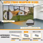 Garage Screen Doors for 2 car garage-18x8FT Fiberglass 3000g/6.7lb Durable Heavy Duty Magnetic Garage Door Screen Retractable Hands Free with 6 Roll Up Straps for Patio Workshop Home Gym Sun Room