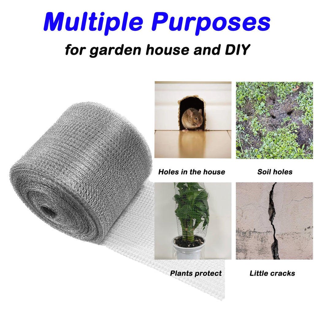 Wire Mesh Hole Fill Fabric 5 in X 103Ft, Weep Holes Filler and Covers, Upgraded Stainless Steel Wire Mesh, Flexible Stretchy Hardware Cloth for Garden House and DIY, Mice Control Rodent Barrier