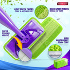 Millifiber Reusable Mop Pads Compatible with Swiffer WetJet (4 Pack) - Microfiber Mop Refill for Wet Mopping Cloths - Hardwood Floor Cleaning Spray Pads Reusable Replacements - Green