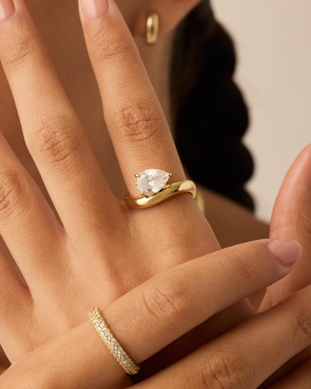 PAVOI 14K Yellow Gold Plated Pear Solitaire Premium Cubic Zirconia