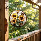 Zhuoyaju Stained Glass Window Hanging, Stain Glass Suncatcher, 7.8 x 7.8 in