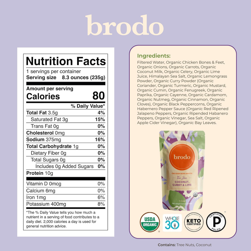 Brodo Broth Variety Pack | 1 Chicken, 1 Hearth, 1 Deeply Rooted, 1 Spicy Nonna, 1 Tom Yum, 1 Tuscan Sun Single Serving Pouches | Not Made From Concentrate, No Preservatives (6x 8.3 oz Pouches)