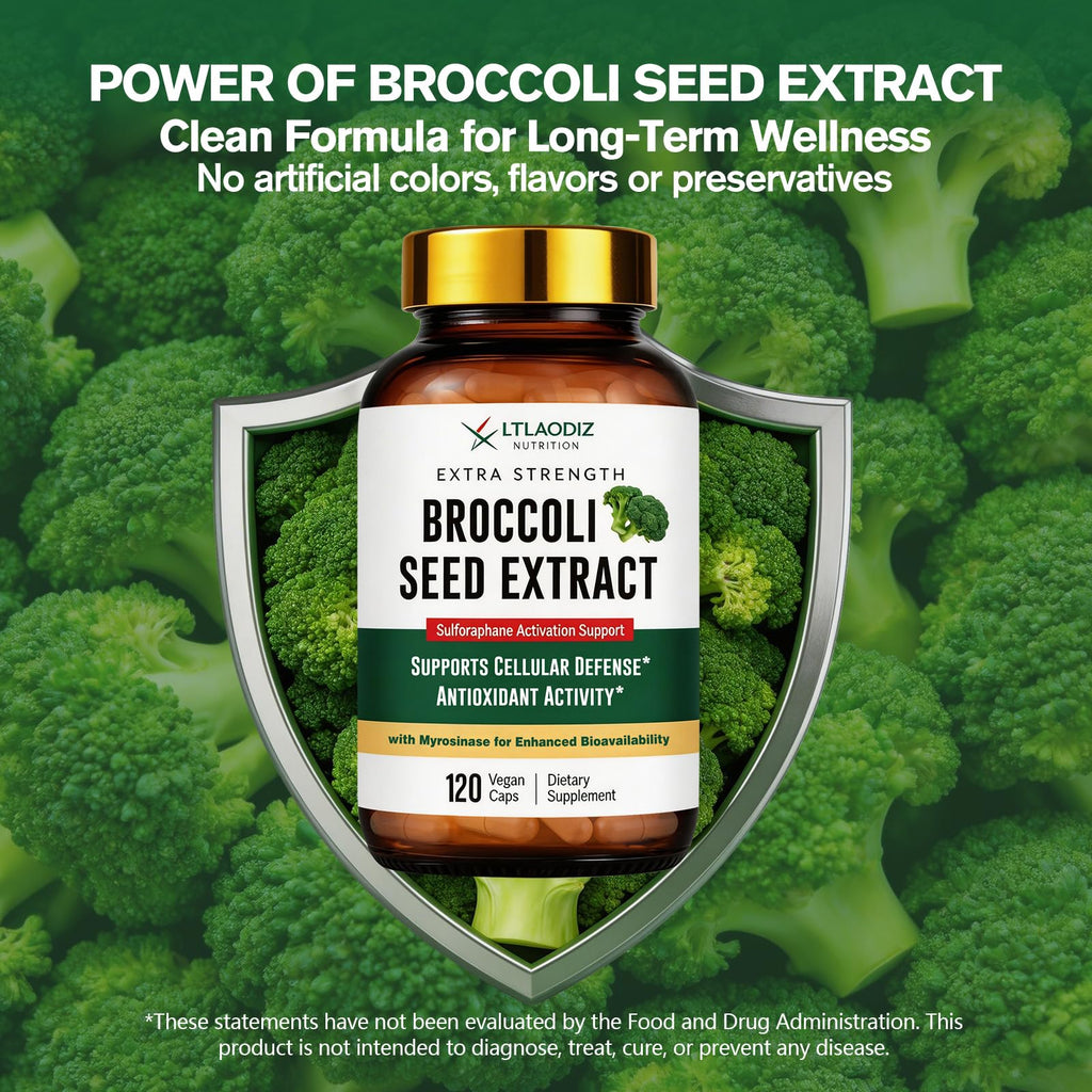 Sulforaphane from Broccoli Seed, Broccoli Supplement | Glucoraphanin, Myrosinase, Moringa Oleifera Leaf Extract – Activated Plant-Based Formula for Cellular Antioxidant Support, 120 Vegan Capsules