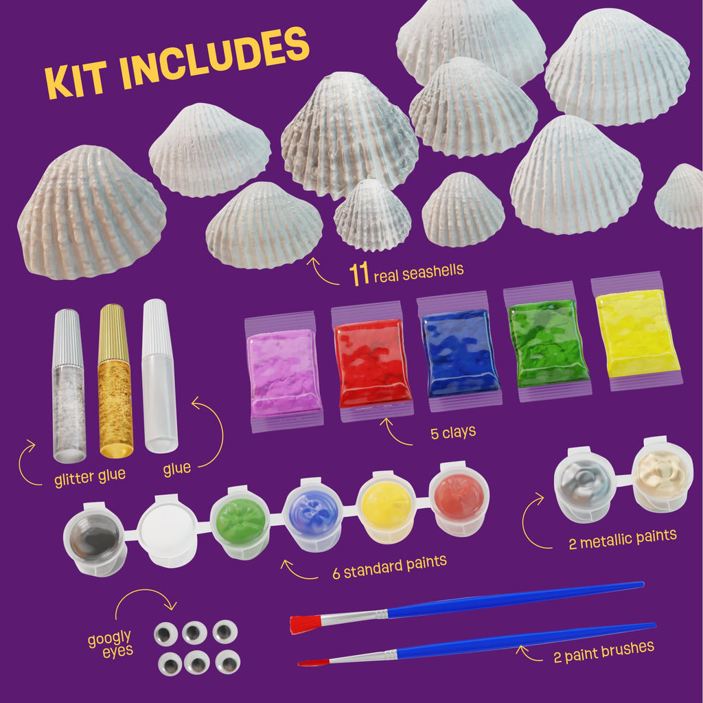 Dan&Darci Kids Sea Shell Painting Kit - Arts & Crafts Gifts for Boys and Girls - Craft Activities Kits - Creative Art Activity Gift Toys for Age 6, 7, 8, 9, 10, 11 & 12 Year Old 8-12