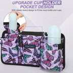 ZHCHG Wheelchair Side Bag with Cup Holder, Wheelchair Armrest Pouch Accessories for Walker, Rollator, Electric Scooter Wheelchairs, Ideal Gift for Mother's Day & Father's Day -Purple