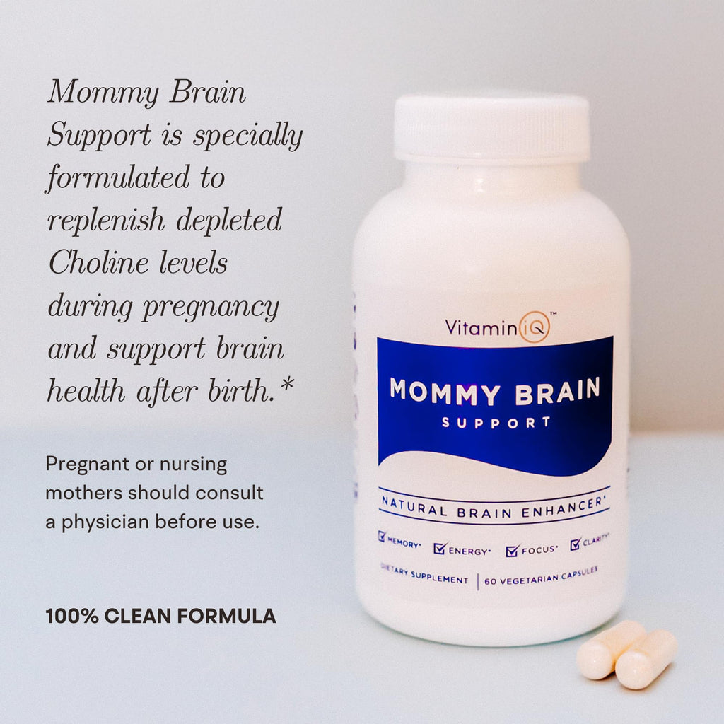 VitaminIQ Mommy Brain Postnatal Supplement (60 Capsules) for Cognitive Health, Mood, Energy with GPC and CDP Choline, Phosphatidylserine, Omega-3 DHA