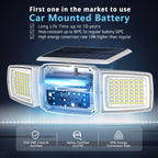 JEJOT White Solar Security Light Outdoor Super Bright LED, Motion Sensor Solar Flood Light, 3 Heads 270° Wide Angle, Remote Control,IP65 Waterproof, 3 Modes (4 Packs)