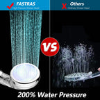 FASTRAS LED Shower Head with Handheld, Shower Head High Pressure Shower Head with Hose, Holder & PTFE Tape etc, 3 Water Temperature-Controlled Water Saving Filtered Shower Head for Dry Hair& Skin