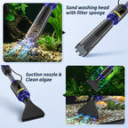 Fish Tank Cleaner - Aquarium Gravel Cleaner, 530GPH/32W Electric Fish Tank Cleaning Tools, Adjustable Water Flow Aquarium Cleaner Kit, Turtle Tank Gravel Cleaner Vacuum for Wash Sand, Water Changing