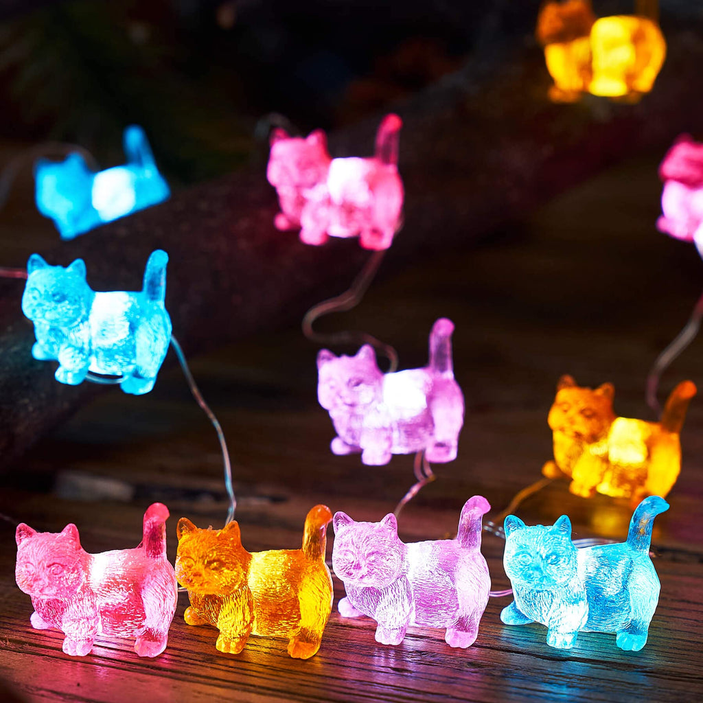 JASHIKA Cat Décor Cute Indoor String Light Fairy Lights Plug in Decorative Lights 10ft 30LED Battery Operated or USB for Bedroom Kids Tent Camping Christmas Tree Ornaments