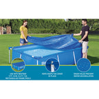 Bestway Flowclear Rectangular 9'10" x 6'7" Above Ground Pool Cover Compatible with Steel Pro Outdoor Swimming Pools with Drain Holes, Blue