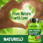 NATURELO Calcium Supplement with Vitamin C, D3, K2, and Magnesium Zinc for Bone Strength, 360 Vegetarian Capsules, with Calcium 600mg, Non-GMO, Plant-Based, Soy & Gluten-Free