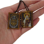 Needzo Bulk Carmen and Sacred Heart Scapulars Catholic, Embroidered Brown Scapular for Women, 12 Pack