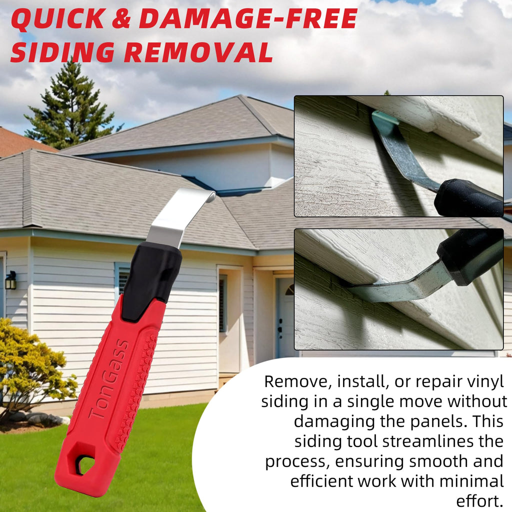 TonGass 2-Pack Vinyl Siding Removal Tool with Extra Long Non-Slip Grip Handle, Steel Blade Vinyl Installation and Removal Tool, The Ultimate Vinyl Siding Zip Tool, Avoid Damaging Vinyl Siding Tool