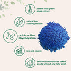 Organic Blue Spirulina Powder (Phycocyanin Extract), 60 Servings - No Fishy Smell, 100% Vegan Protein from Blue-Green Algae, Natural Luminous Food Coloring for Smoothies, Baking, Drinks & Cooking